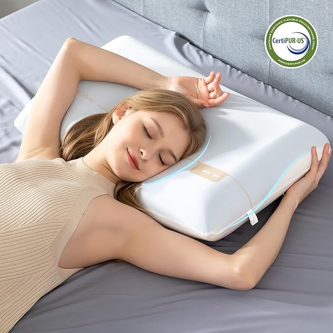 Memory Foam Pillows, Bed Pillow for Sleeping, Cooling Pillows for Neck and Shoulder Pain, Soft Pillow for Side Sleepers, Standard Pillow Cube, Back Neck Support Pillow for Bed (1 Pack, 4" H)