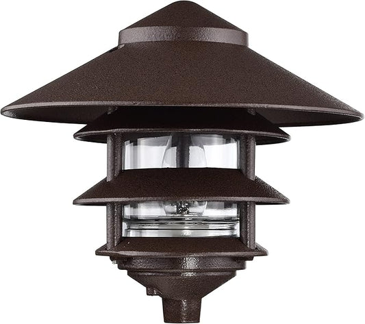 Nuvo SF76/637 One 2 Louver Hood Outdoor Pagoda Landscape Pathway Light, 3 Tier-Large, Old Bronze