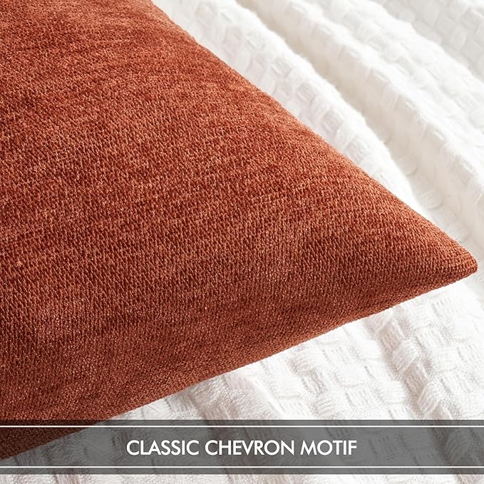 MIULEE Pack of 2 Rust Decorative Fall Pillow Covers 12x20 Inch Soft Chenille Couch Throw Pillows Farmhouse Cushion Covers for Home Decor Sofa Bedroom Living Room