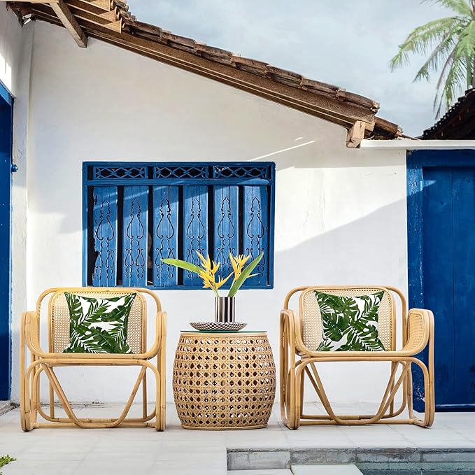 LVTXIII Outdoor/Indoor Throw Pillows, Decorative Throw Pillows with Inserts, 18”x18” Square Pillows for Bed, Couch, Sofa and Patio Furniture (Set of 2, Palm Green)