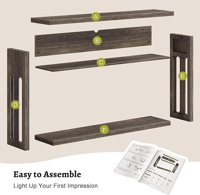 FAVOOSTY Farmhouse Console Table with Storage, 47" 2-Tier Entryway Sofa Table with Led Light Behind Couch Table Hallway Stand for Living Room, Hallway, Foyer - Gray