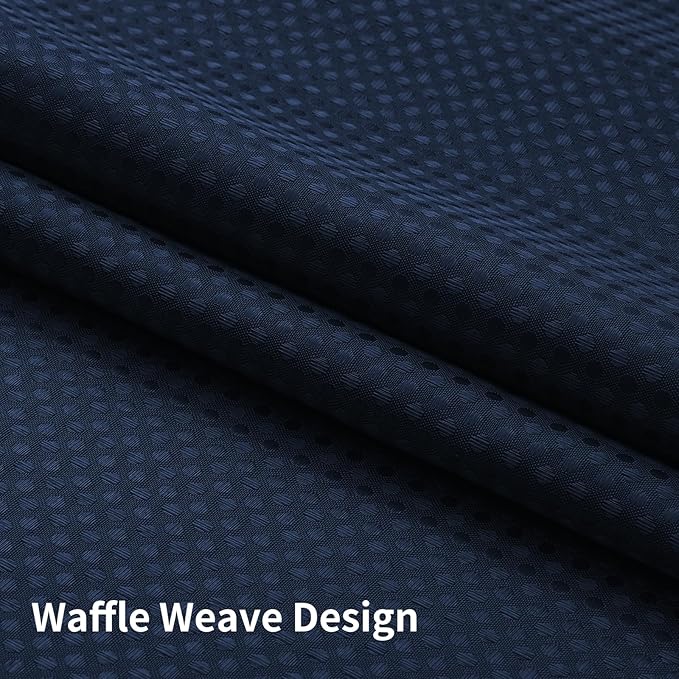 Colorful Star No Hook Shower Curtain with Snap in Fabric Liner, Waffle Weave Heavy Duty Thick Shower Curtains with Mesh Top Window, Hotel Style Waterproof Bathroom Curtain Set, 72 x 87 Inch, Navy Blue