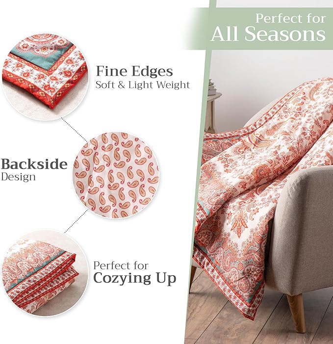 Maison d' Hermine Throw Blanket for Couch Lightweight Soft Warm Breathable Cotton Throw Blankets for Bed Girls Boys Women Men Gifts Sofa Travel Living Room Chair Bedding (50"x60", Cachemire)