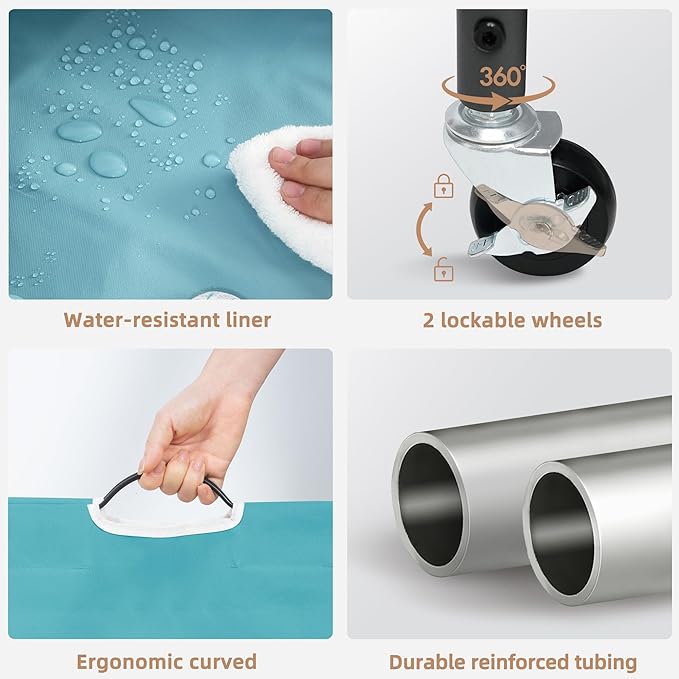 STORAGE MANIAC 3 Section Laundry Sorter, 35.9 Gal (136 L) Laundry Hamper Cart with Heavy Duty Rolling Lockable Wheels and Removable Bags, Clothes Organizer Basket Clothes Separator Hamper, Blue