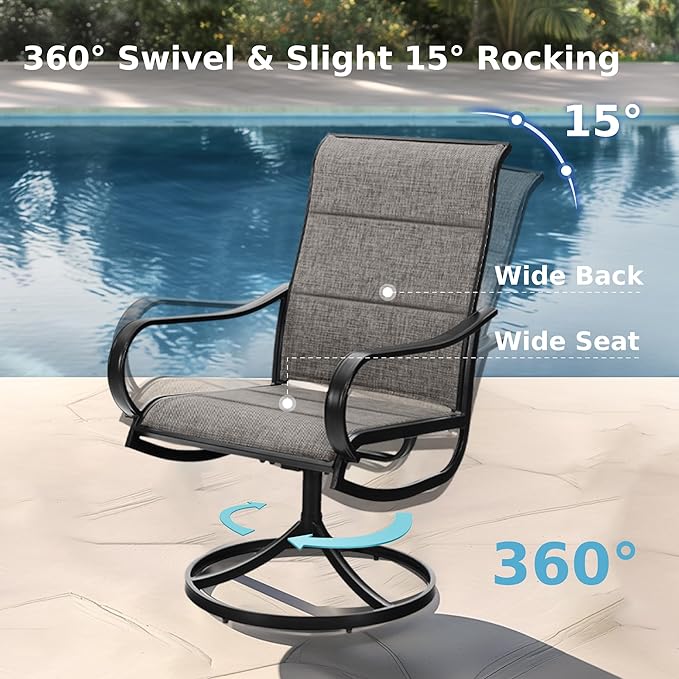 MFSTUDIO Patio Dining Set for 6, Patio Table and Chairs Set of 6 with Umbrella Hole, Outdoor Dining Set for Deck/Yard/Garden/Poolside