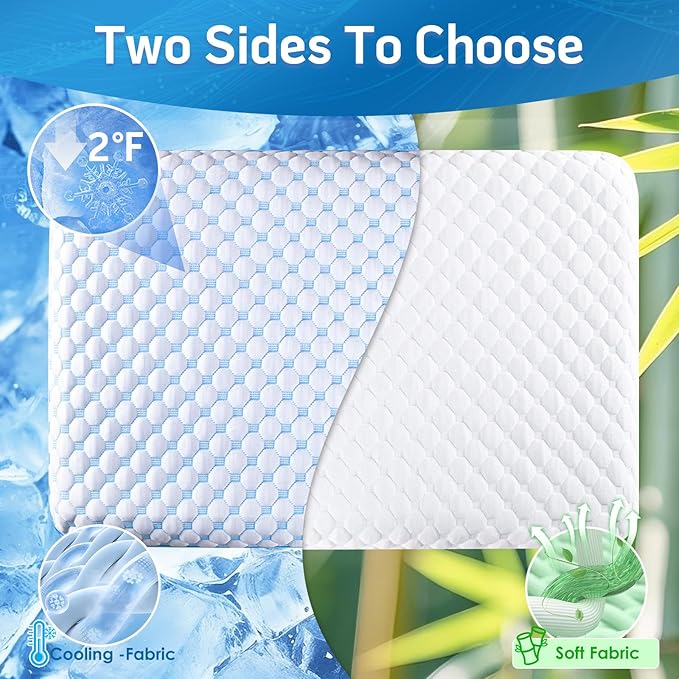 Cooling Gel Flat Pillow for Stomach and Back Sleepers,MAX Cool++ for Back Stomach Sleepers, Ultra Thin Pillow 2.75" H,Flat Pillows for Sleeping Thin Memory Foam Pillows with Washable Cover