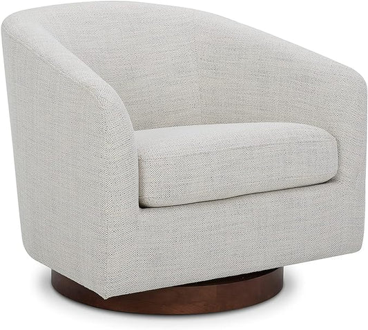 CHITA Swivel Accent Chair, FSC Certified Upholstered Fabric Barrel Chair for Living Room, Ivory