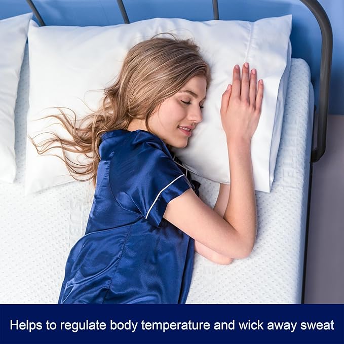 Subrtex 4 Inch Mattress Topper Cover (Only Cover) Mattress Topper Protector Bedding Rayon Made from Bamboo Removable Mattress Encasement with Zippers, CK