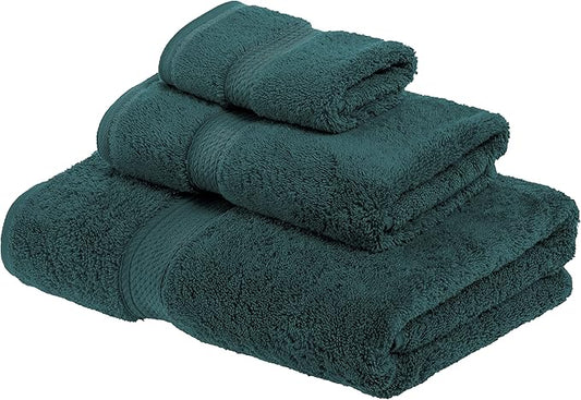 Superior Egyptian Cotton Pile 3 Piece Towel Set, Includes 1 Bath, 1 Hand, 1 Face Towel/Washcloth, Ultra Soft Luxury Towels, Thick Plush Essentials, Guest Bath, Spa, Hotel Bathroom, Teal