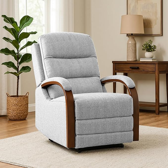 FLEXISPOT Dual Motor Power Lift Recliner Chair for Elderly, Electric Lay Flat Reclining Chair with Massage & Heat, Side Pockets, Fabric Single Sofa for Living Room,Light Gray