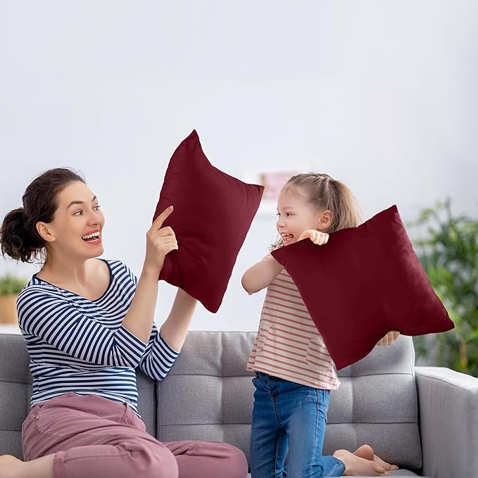 Utopia Bedding Throw Pillows Insert (Pack of 2, Wine Red) - 16 x 16 Inches Bed and Couch Pillows - Indoor Decorative Pillow
