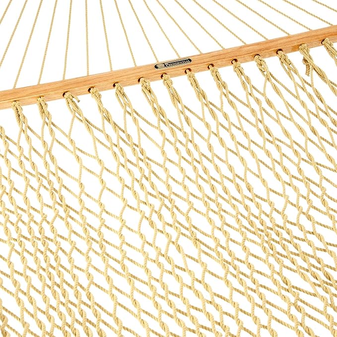 Original Pawleys Island 15DCTAN Presidential Tan DURACORD Rope Hammock w/Extension Chains & Tree Hooks, Handcrafted in The USA, Accommodates 2 People, 450 LB Weight Capacity, 13 ft. x 65 in.