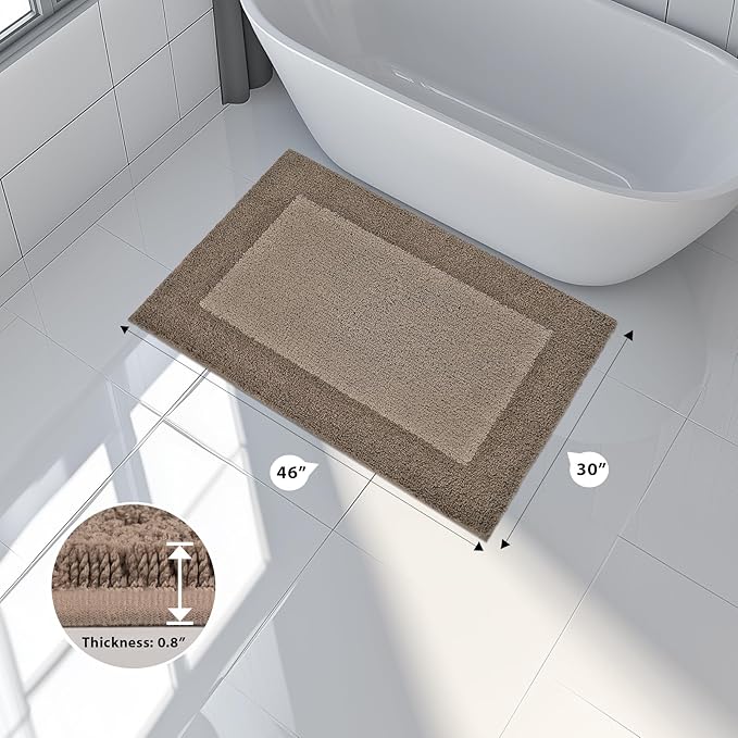 Bathroom Rugs 30" x 60", Non-Slip Extra Soft Absorbent Bath Rugs, Machine Washable Quick Dry Bath Mats for Bathroom Floor, Shower, Bathtub and Sink, Grayish Brown & Coffee