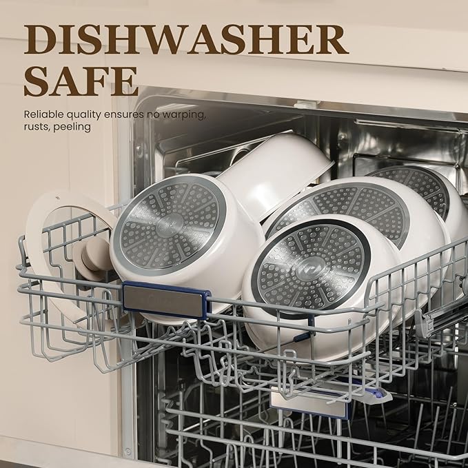 KIKCOIN Ceramic Cookware Set, 22 Pcs Nonstick Pots and Pans Set with Detachable Handles, Non Toxic Kitchen Cooking Set with Removable Handles, Induction/Dishwasher/Oven Safe, Ollas de Cocina