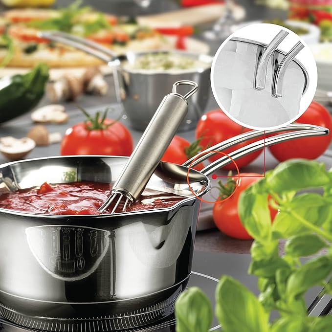 Stainless Steel Saucepan with Clad Bottom, 1.5 Liters