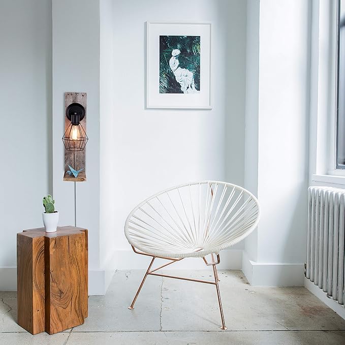 GLOBE Electric 65291 1-Light Plug-in or Hardwire Industrial Cage Wall Sconce, Matte Black Finish, On/Off Rotary Switch, 6ft Clear Cord, Wall Lights for Bedroom, Bulb Not Included