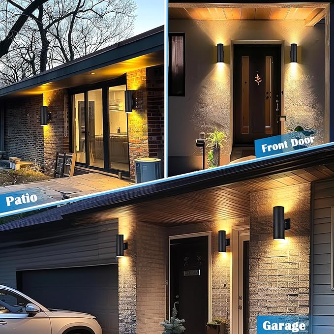 RGB Outdoor Wall Light Fixtures, Smart Cylinder Exterior Lighting Fixtures Wall Mount, Color Changing Up Down Wall Sconce, LED Outdoor Porch Lights for House Front Door Garage