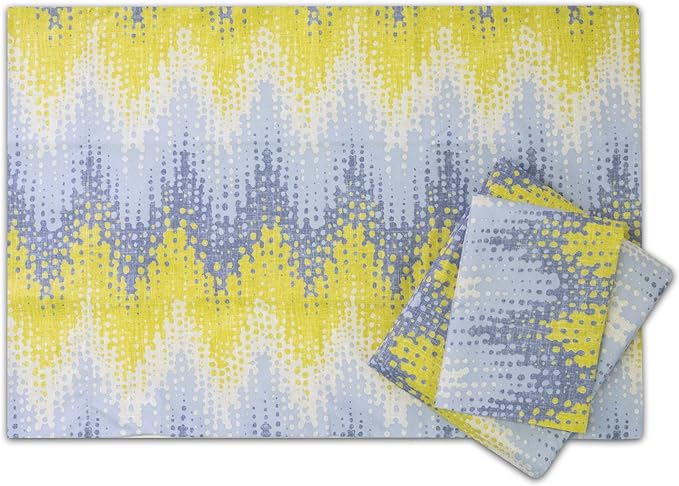 1500 Supreme Collection Extra Soft Malibu Bright Yellow Blending with Gray Chevron Pattern Sheet Set, Twin- Luxury Bed Sheets Set with Deep Pocket Wrinkle Free Bedding, Twin