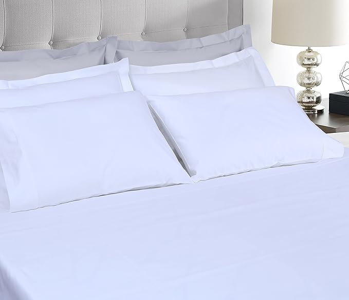 Threadmill - White Full Sheets Set, Soft 100% Cotton Cooling Sheets Deep Pockets Snug Fit Elastic, 500 Thread Count, 4-Pc, Beats Egyptian Cotton Claims (Solid - Pure White)
