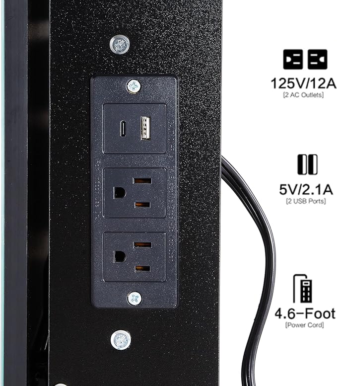 29.2" Small Vanity Desk with Mirror and Lights, Makeup Table with 2 AC+2 USB Power Station, Hair Dryer Bracket, Vanity Set with Drawers and Stool for Small Space Bedroom, Black