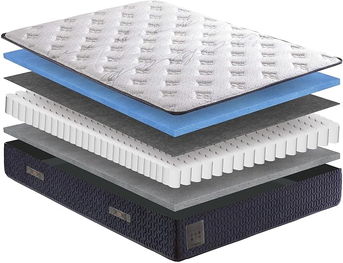 Ottomanson Twin 12” Firm Hybrid Mattress - Made in USA - Premium Support & Durability - Individually Pocketed Coils & CertiPUR-US Foam - Fiberglass-Free - Bed in a Box