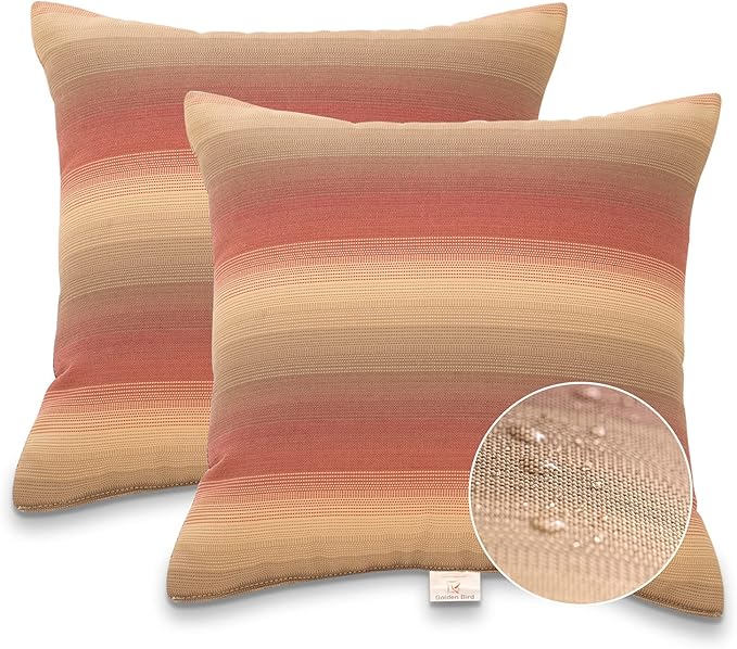 JMGBird 18''x18'' Patio Pillows Waterproof Set of 2, Outdoor Throw Pillow with Inserts, Outdoor Pillows for Patio Furniture