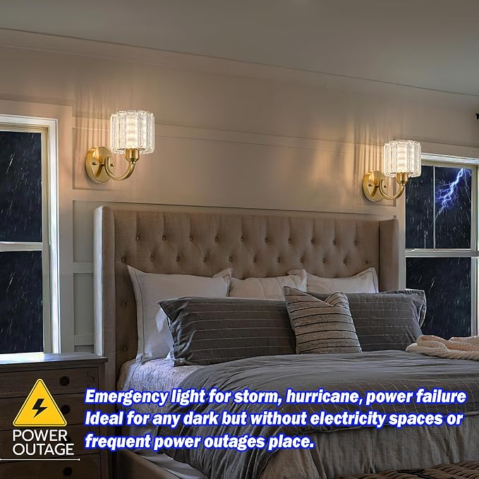 Wall Sconces Battery Operated Wall Lights Set Of Two, Wireless Rechargeable Wall Sconces With 10000mAh RGB Light Bulb, Crystal Wall Sconce With Remote Control For Bedroom, No Electrician Required