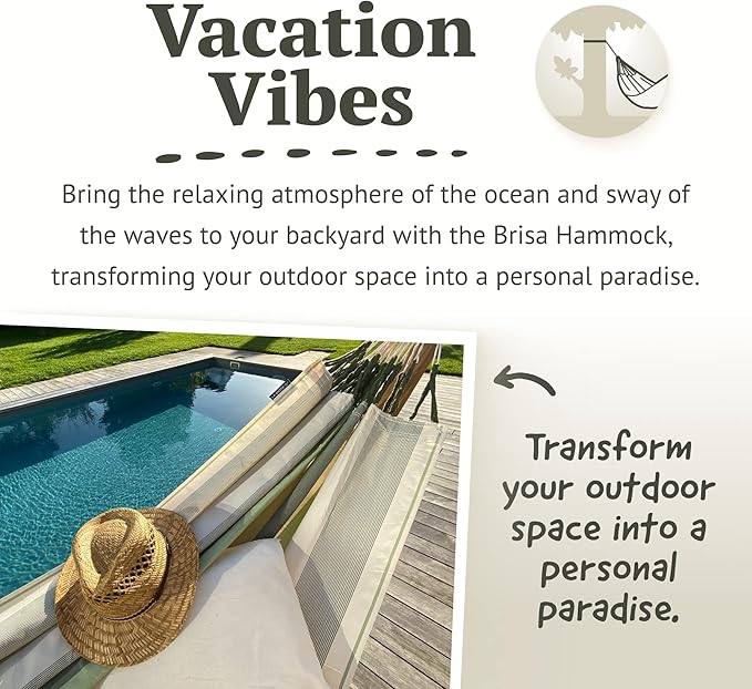 LA SIESTA® - Large Double Brisa Classic Hammock & Nautico Steel Stand - Weather & Tear Resistant Portable Hammock w/Stand - Balcony Porch Garden Outdoor Indoor Hammock - 2-Person Max 355 Lbs, Cedar