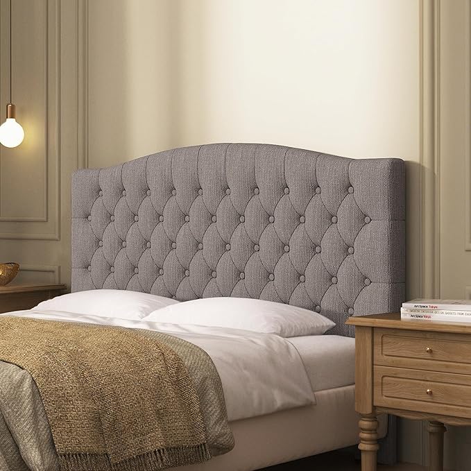 Velvet Upholstered Headboard Queen/Full Size Latest Model Wall Mount, Bed Frame Mount, Featuring High-Density Sponge Padding, Luxury Texture Easy Assembly Comfort and Style-Linen