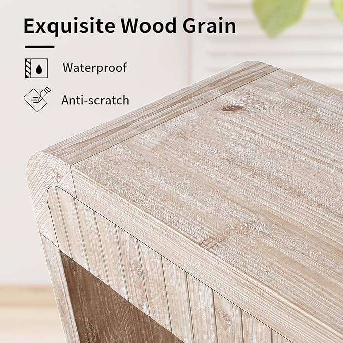 59" Wood Console Table for Entryway, Long Sofa Table Behind Couch Narrow Entryway Table with 2 Drawers Fluted Design for Living Room, Hallway, Foyer, Easy Assembly, Natural Wood