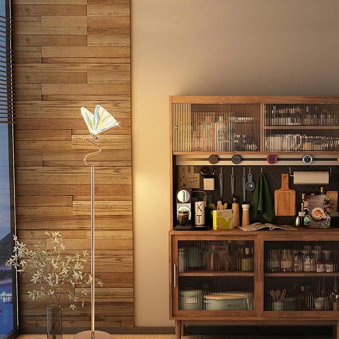 O'NEELDY Floor Lamps for Living Room LED Gold Floor Lamp 65" Tall Modern Floor Lamp with Butterfly Decoration Design,Suitable for Reading,Bedrooms,Offices and Corners