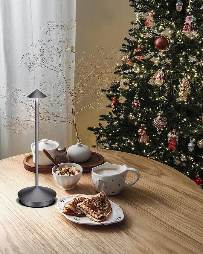 Portable Led Cordless Lamp Table Light 2 Pack, Rechargeable 6000mAh Battery Outdoor Table Lamp for Dinning Restaurant Patio Bedroom Camping, IP54 Waterproof, Dimmable