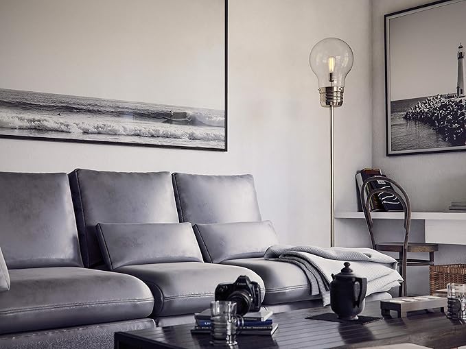 Kenroy Home 32463AB Edison Floor Lamp with Antique Brass Finish, Rustic Style, 71.5" Height, 11.438" Width, 11.438" Depth , Medium