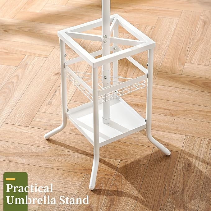 Yoobure Coat Rack Freestanding - Coat Tree with Umbrella Holder, Metal Coat Rack Stand with 12 Hooks, Modern Coat Hanger Stand for Entryway, Purse Rack Hat Rack Stand for Living Room Bedroom Office