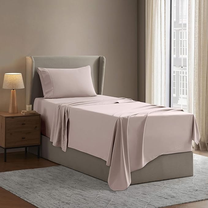Nestl Twin XL Sheet Set - College Dorm Size - Luxury 1800 Ultra-Soft Microfiber Twin Extra Long Bed Sheets - Deep Pockets - Easy Fit - Extra Soft - 3 Piece Set (Twin XL, Peach Beige)