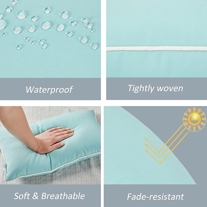 JMGBird Outdoor Lumbar Pillows with Insert 12x20 Inch Outdoor Pillows for Patio Furniture Decorative