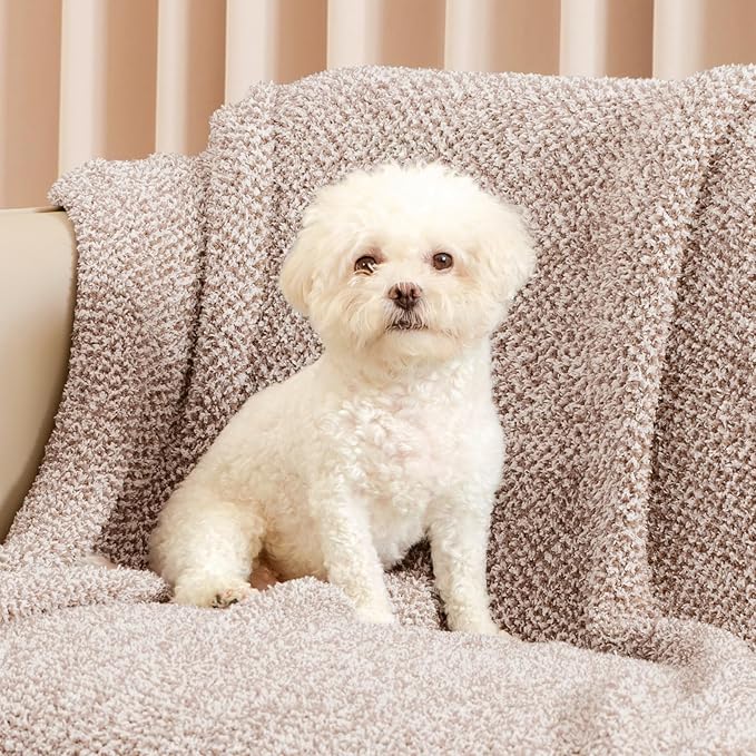 Snuggle Sac Taupe Blankets Twin Size, Reversible Super Soft Bed Blanket Warm Cozy Knit Fuzzy Plush Lightweight Blankets for Bed, Sofa, Living Room, Hotel, Heather Taupe, 60x80 inches