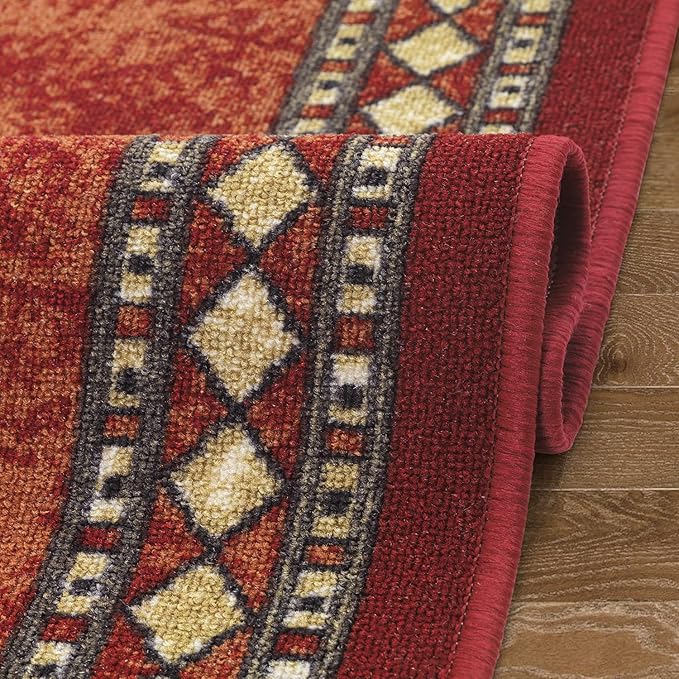 Antep Rugs Alfombras Modern Bordered 2x4 Non-Skid (Non-Slip) Low Profile Pile Rubber Backing Kitchen Area Rugs (Maroon Beige, 2'3" x 4')
