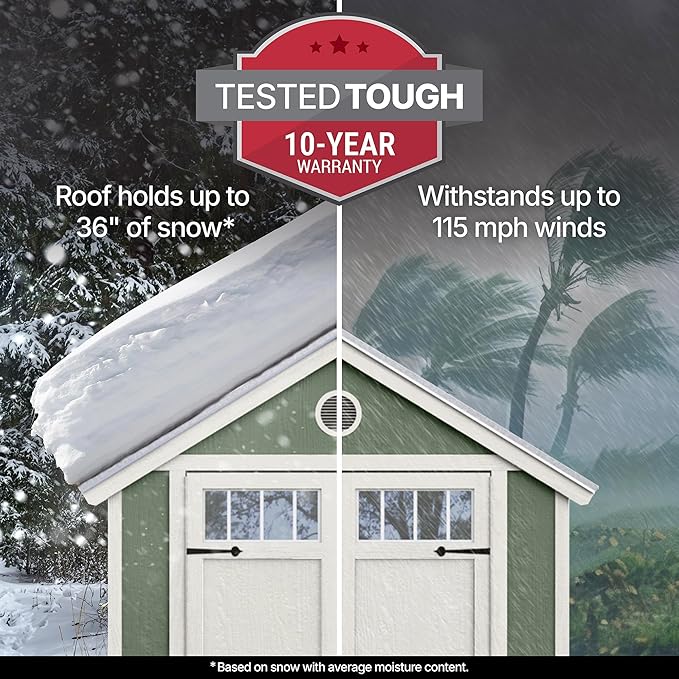 Handy Home Products Garden Shed 6x8 Do-it-Yourself Wooden Storage Shed with Metal Roof- Does not Include Floor kit or Paint