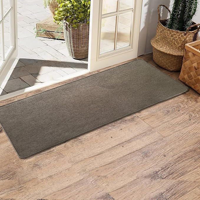 Yancorp 3'x5'Ultra Thin Big Bathroom Rugs,Low Profile Bath Mat Non Slip Fit Under Door Absorbent Shower Rug Washable Large Indoor Door Mat