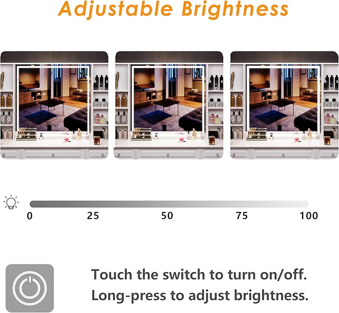 Vanity Desk with Mirror and Lights, Makeup Vanity Desk with Facial Mask Box, Dressing Table with Bluetooth Speaker, Makeup Vanity Set with Wireless Charger, 9 Drawers and 10 Shelves (47" W, White-A)