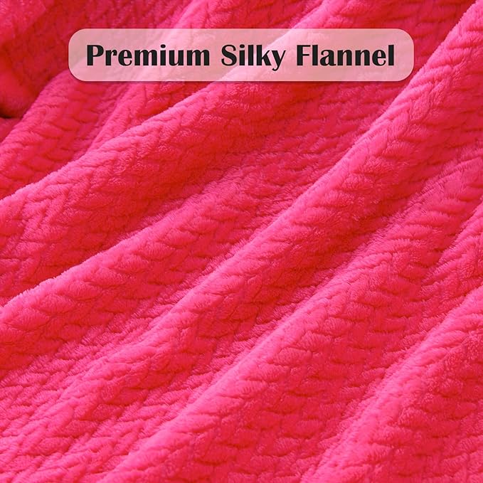 NEWCOSPLAY Super Soft Twin Blanket Dark Rose Red Premium Silky Flannel Fleece Leaves Pattern Lightweight Bed Blanket All Season Use (Dark Rose Red, Twin(60"x80"))