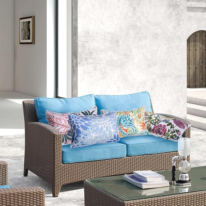 Outdoor Lumbar Pillows Waterproof Set of 2 Decorative Pillows with Inserts 12×20 Inch Outdoor Pillow for Patio Furniture (Paisley Print)