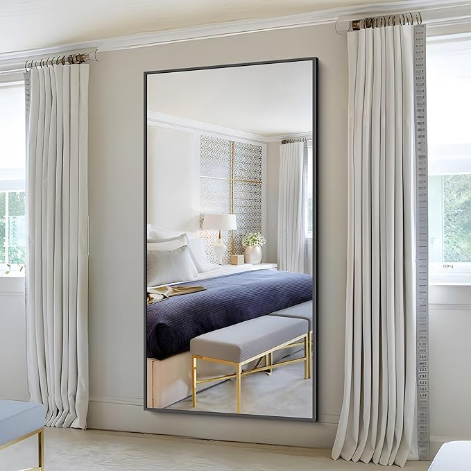 KOCUUY Black Bathroom Mirrors for Wall,72x36 Large Rectangle Mirrors for Bathroom Sink,Oversized Wall Mirror Black Metal Framed Decor for Living Room, Farmhouse, Entryway, Hang Horizontal/Vertical