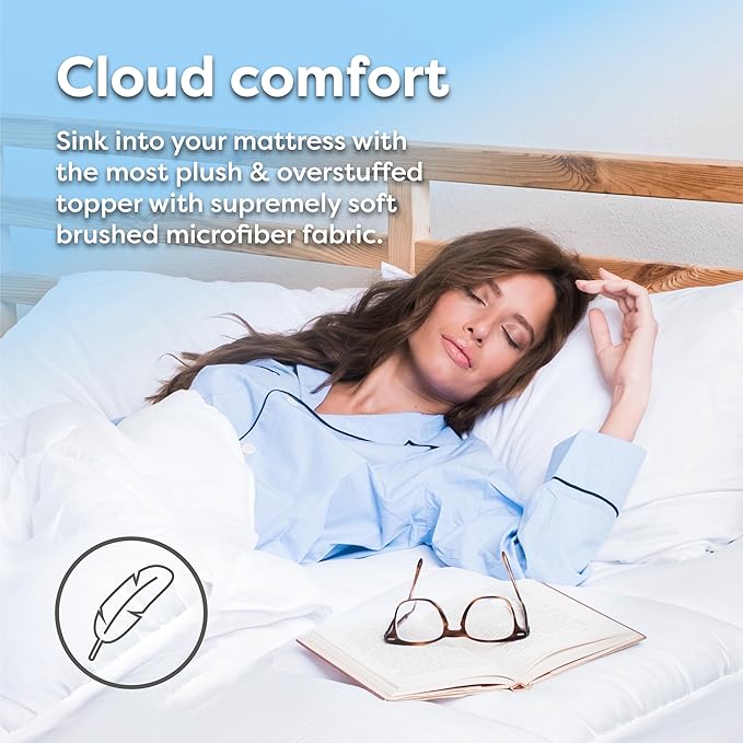 HOSPITOLOGY PRODUCTS Hypoallergenic Mattress Cover- Overstuffed - Deep Pocket - Goose Down Alternative Pillow Top Mattress Topper Full - 54" W x 75" L