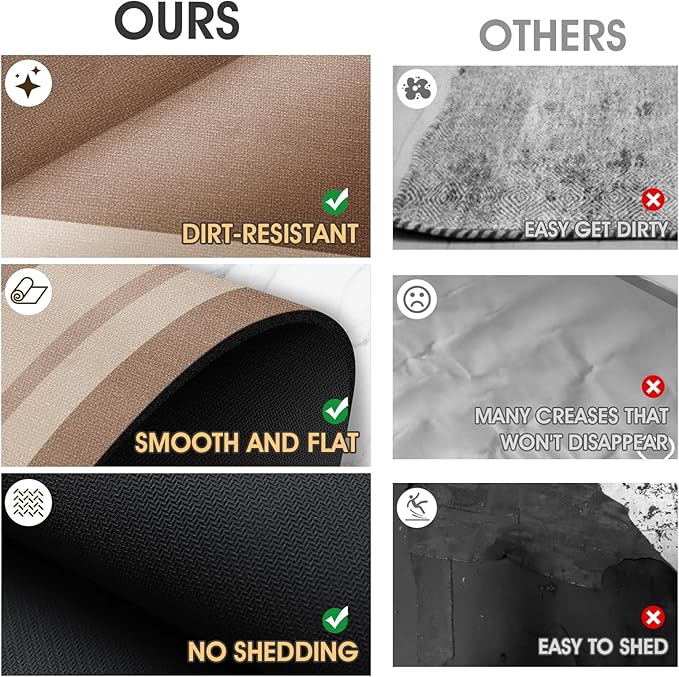 Ultra Thin Bath Mats Fit Under Door, Upgrade Backing Non Slip Bath Mat, Quick Dry Ultra Absorbent Bath Mat, Machine Washable Bathroom Rugs for Bathroom Floor, Bathtub, Kitchen, Taupe, 32"x20"