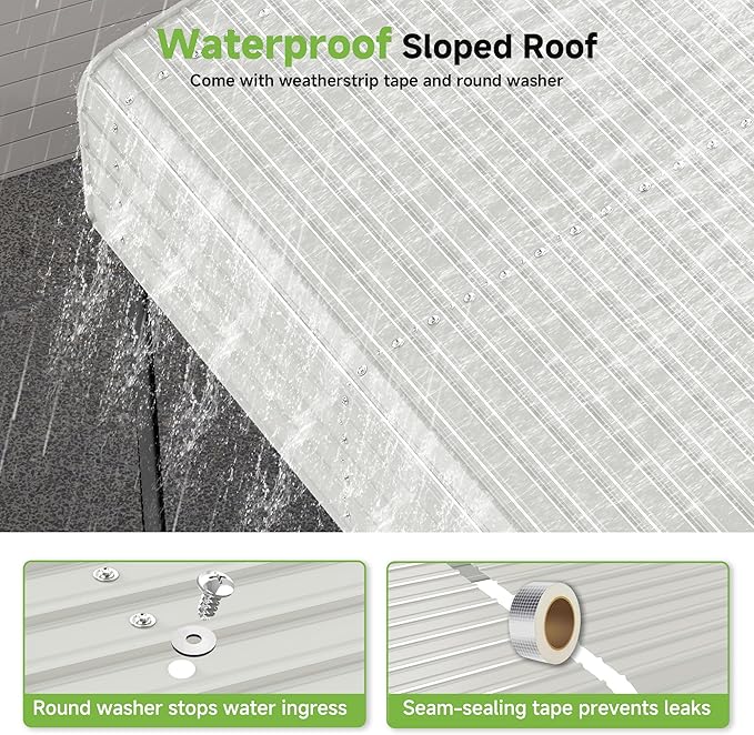 Real Relax 10×15FT Heavy Duty Carport, Metal Car Port Multi-Use Outdoor Storage Cars, Boats, Trucks, Galvanized Metal Roof, Cream White