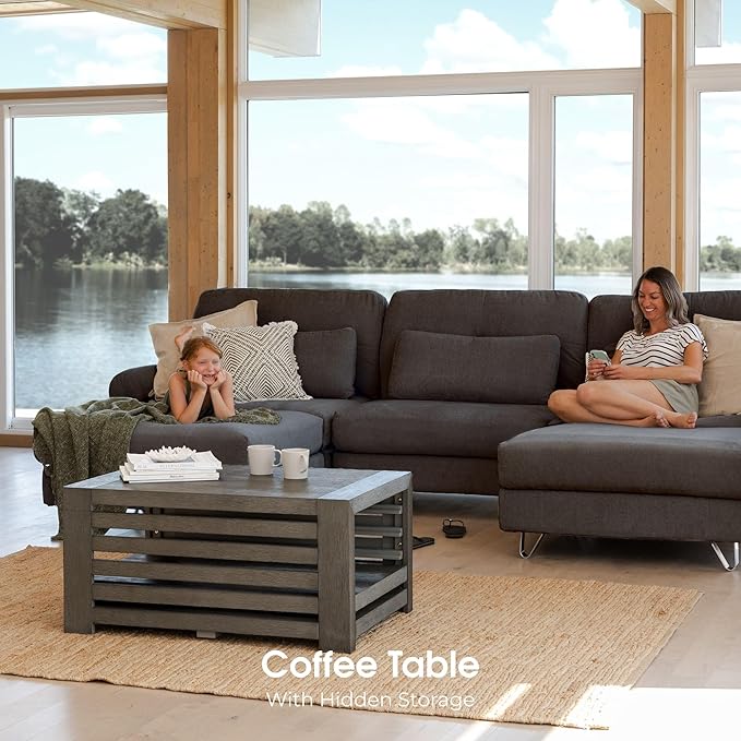 Transformer Table Coffee Table with Storage, Modern Coffee Table for Living Room, Home Office & Dining, Space-Saving Small Coffee Desk with Panel Hidden Storage for Transformer Dining Table