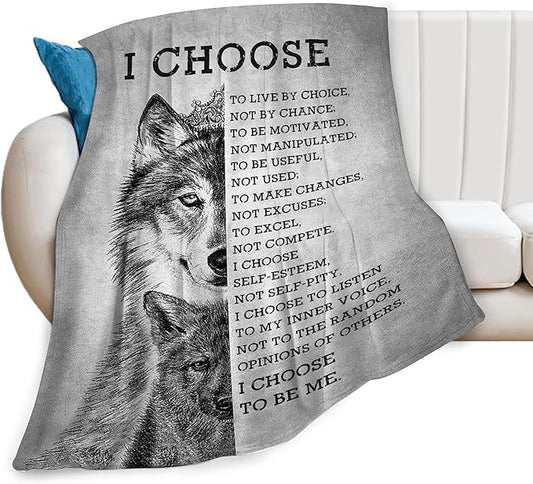 Wolf Blanket Wolfs Throw Blankets Black and White Wolf Gifts for Men Women Adults Boys Girls Fleece Flannel Blanket Plush Bedding for Couch Sofa Bed Room Decor 40"X50"
