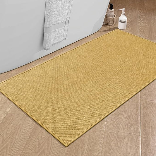 chakme Bathroom Rugs Mat 47x25, Ultra Thin Non Slip Bath Mat Large Quick Dry Absorbent Bath Mat for Bathroom Floor, (Yellow, 47"x25")